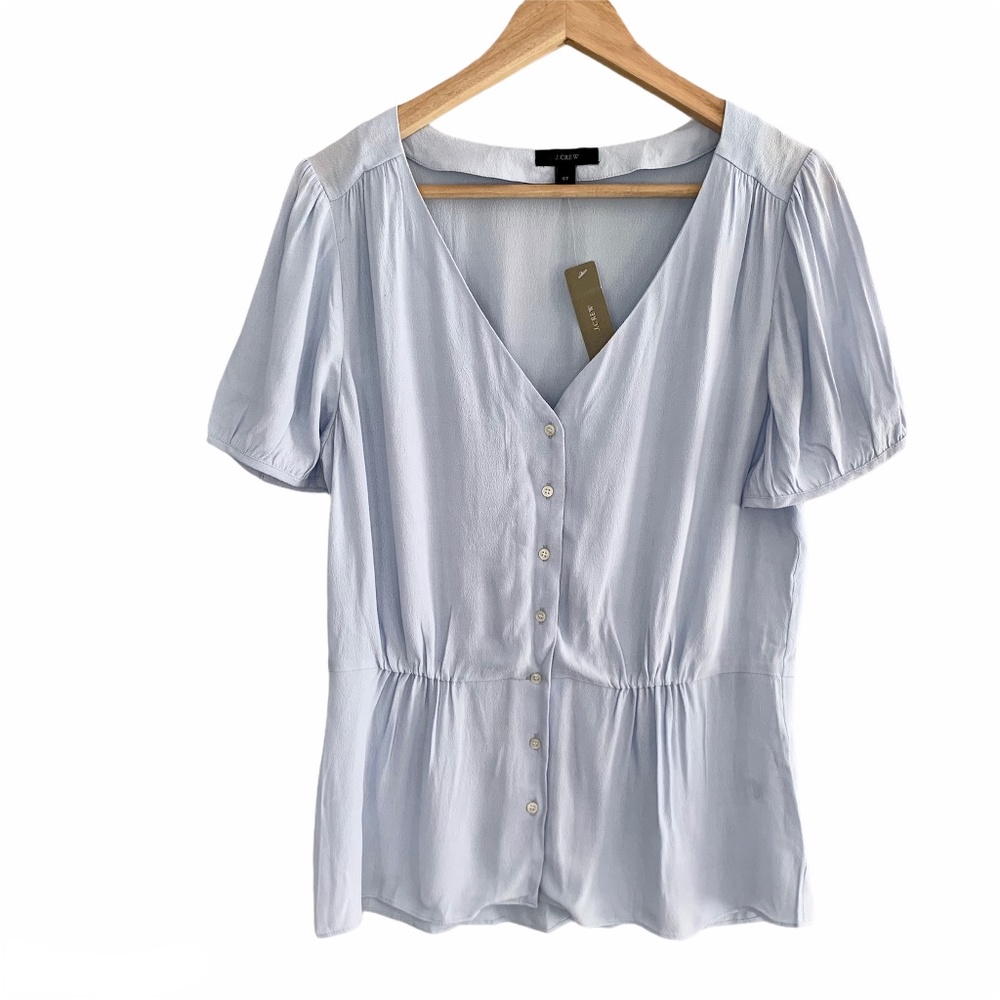 J. Crew Women's Peplum Top Light Blue NWT